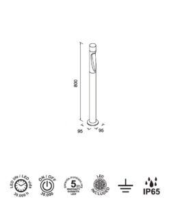 Baliza 80 cm 6W ARAN LED medidas