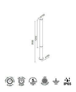 Baliza 205 cm 43W GANT LED medidas