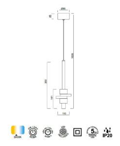 Lámpara blanca 7W BETTY LED medidas