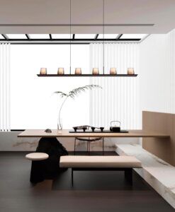 Lámpara color ceniza 6 luces 62W ALABASTRO LED ambiente 2