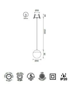 Lámpara empotrable 10W Ø 9 cm KILDA LED medidas