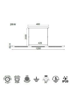 Lámpara lineal negra 28W luz neutra MECA LED medidas