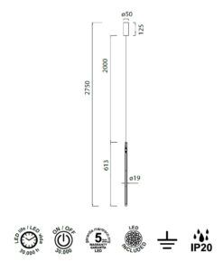 Lámpara negra 11W TORCH LED medidas