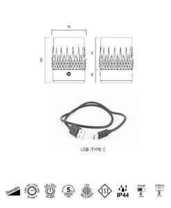 Lámpara portátil LAX LED medidas