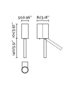 Aplique con lector DANTE LED 5W y 3W 2700K medidas