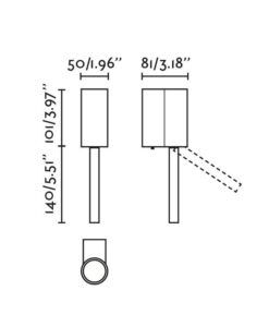 Aplique con lector oro satinado DANTE LED 5W/3W 2700K medidas