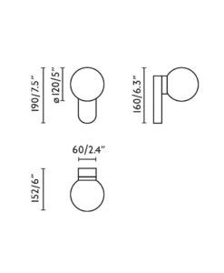 Aplique baño negro MABE 6W 3000K medidas