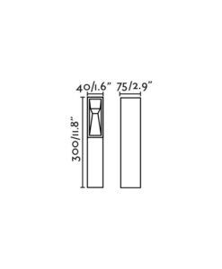 Baliza 30 cm altura TIL LED 3W 2700K 24V medidas