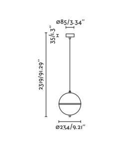 Lámpara colgante negra y blanca Ø 23 cm DOME medidas