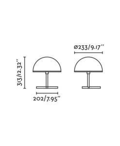 Lámpara de mesa negro altura 31 cm DOME medidas