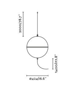 Lámpara negra y blanca con interruptor Ø 42 cm DOME medidas