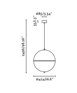 Lámpara negra y blanca Ø 42 cm DOME medidas